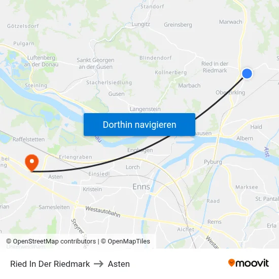 Ried In Der Riedmark to Asten map