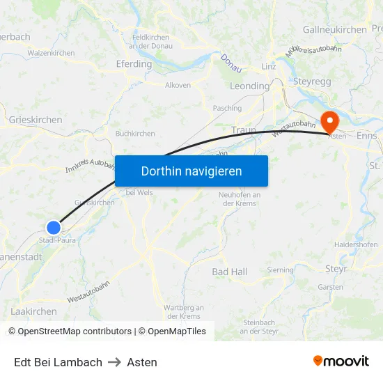 Edt Bei Lambach to Asten map