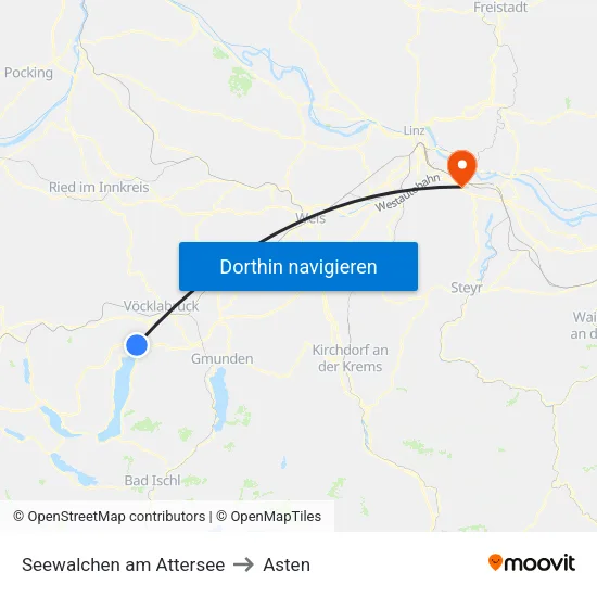 Seewalchen am Attersee to Asten map