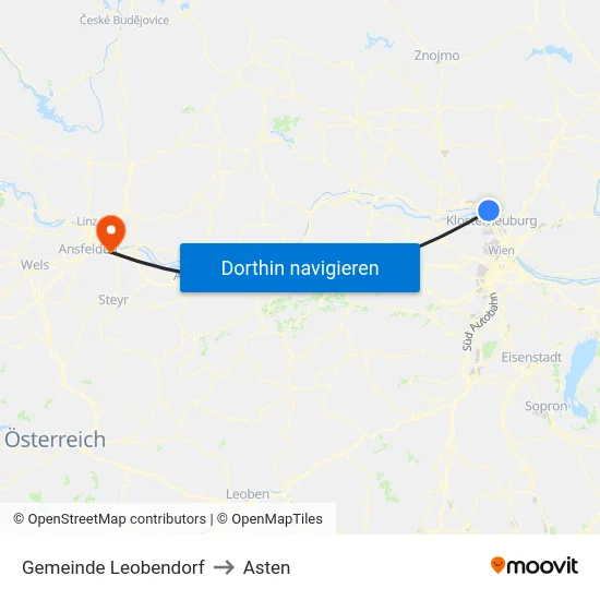 Gemeinde Leobendorf to Asten map