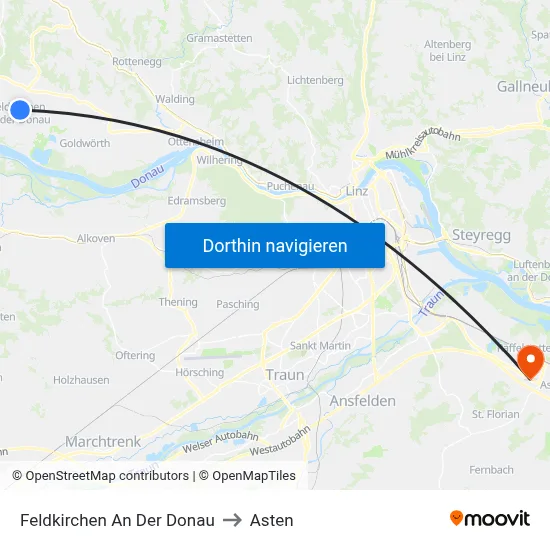 Feldkirchen An Der Donau to Asten map