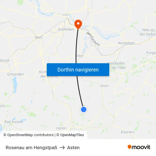 Rosenau am Hengstpaß to Asten map