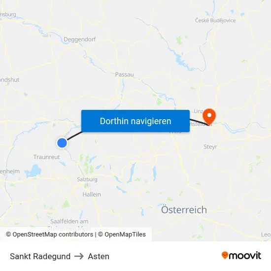 Sankt Radegund to Asten map