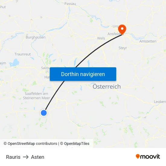 Rauris to Asten map