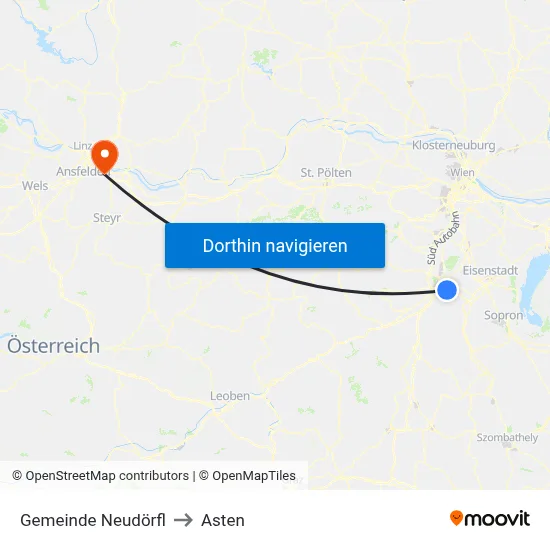 Gemeinde Neudörfl to Asten map