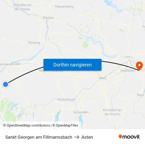 Sankt Georgen am Fillmannsbach to Asten map