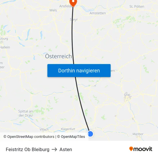 Feistritz Ob Bleiburg to Asten map