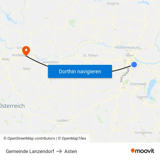 Gemeinde Lanzendorf to Asten map