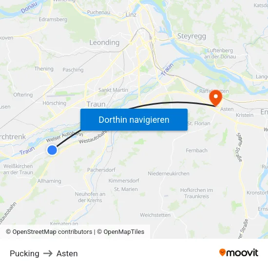 Pucking to Asten map