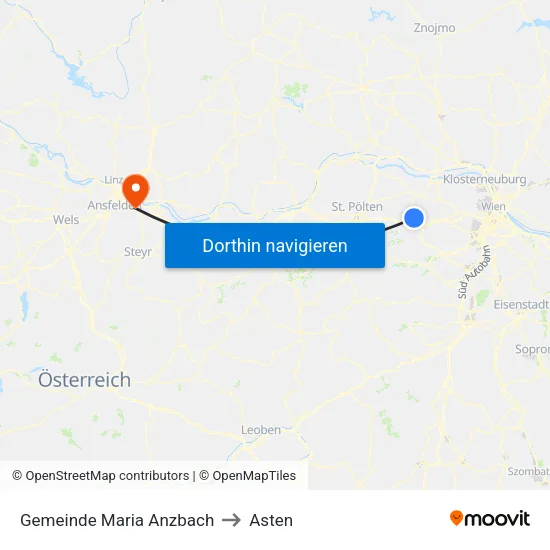 Gemeinde Maria Anzbach to Asten map