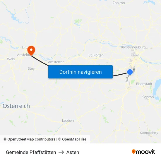 Gemeinde Pfaffstätten to Asten map