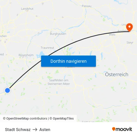 Stadt Schwaz to Asten map