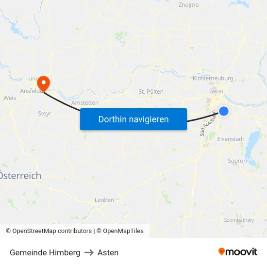 Gemeinde Himberg to Asten map