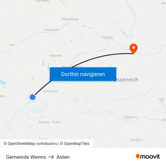 Gemeinde Wenns to Asten map