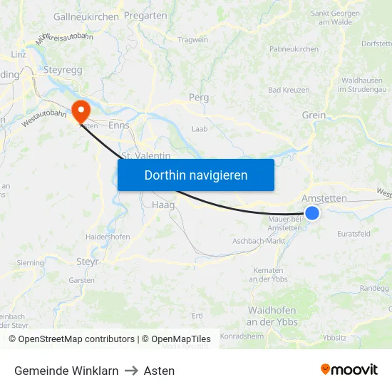 Gemeinde Winklarn to Asten map
