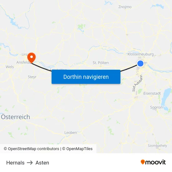 Hernals to Asten map