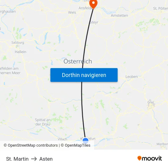 St. Martin to Asten map