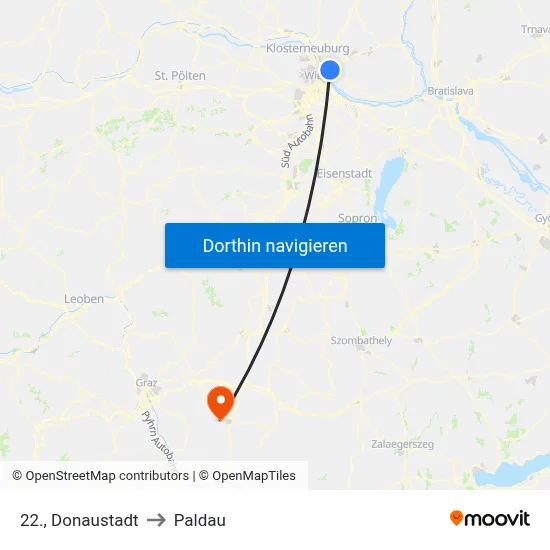22., Donaustadt to Paldau map