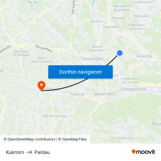 Kukmirn to Paldau map