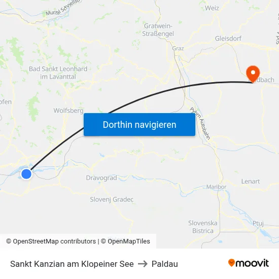 Sankt Kanzian am Klopeiner See to Paldau map