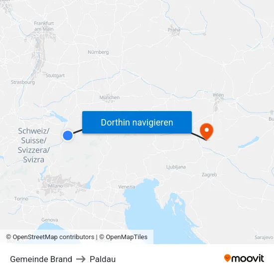 Gemeinde Brand to Paldau map