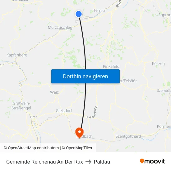 Gemeinde Reichenau An Der Rax to Paldau map