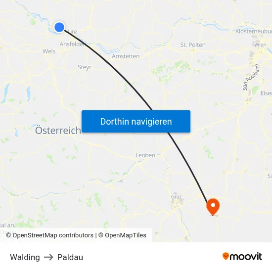 Walding to Paldau map