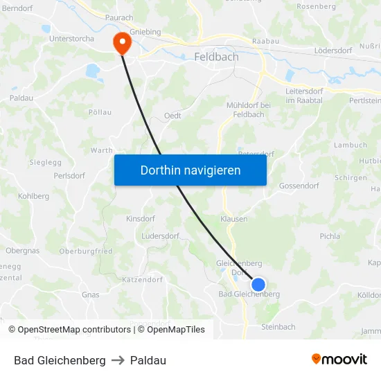 Bad Gleichenberg to Paldau map