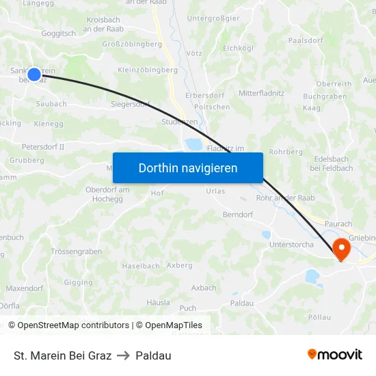 St. Marein Bei Graz to Paldau map