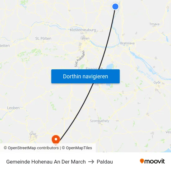 Gemeinde Hohenau An Der March to Paldau map