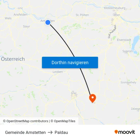 Gemeinde Amstetten to Paldau map