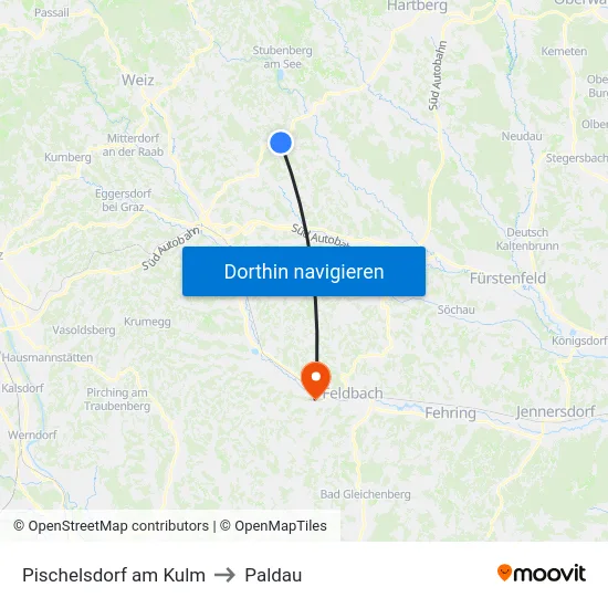 Pischelsdorf am Kulm to Paldau map