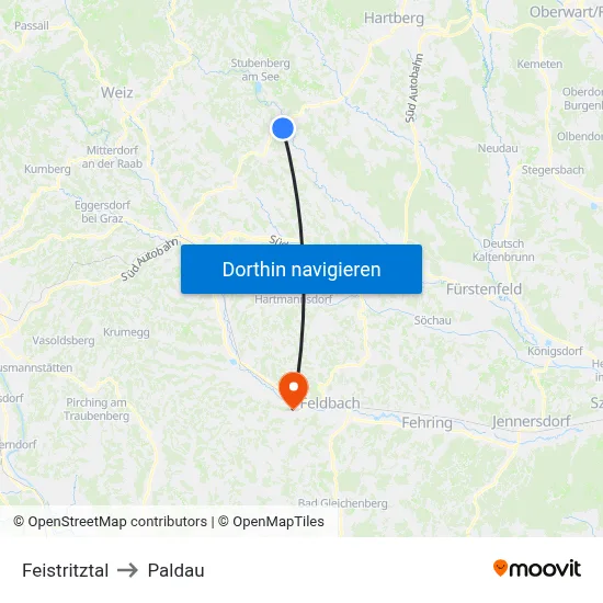 Feistritztal to Paldau map