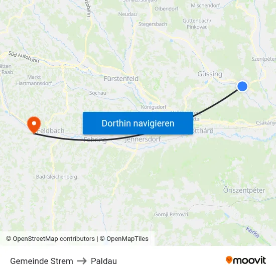 Gemeinde Strem to Paldau map