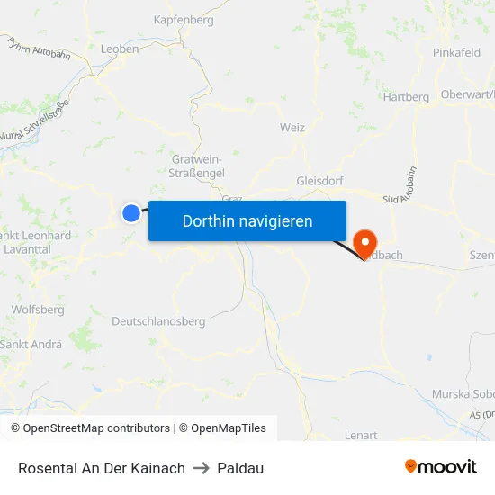 Rosental An Der Kainach to Paldau map