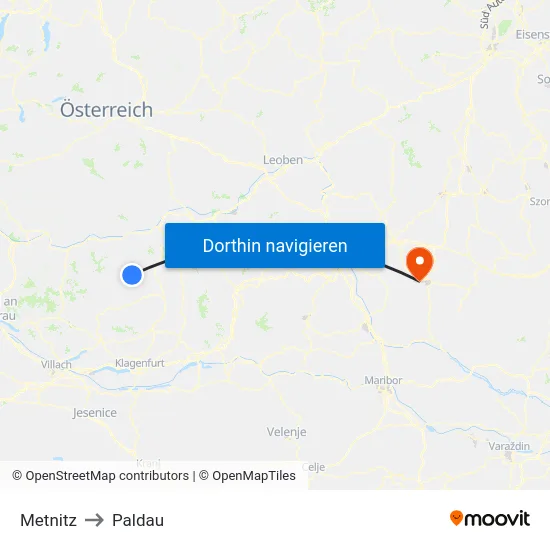 Metnitz to Paldau map