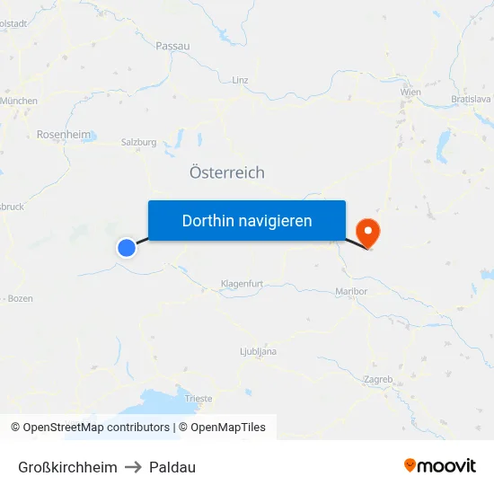Großkirchheim to Paldau map