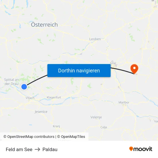 Feld am See to Paldau map