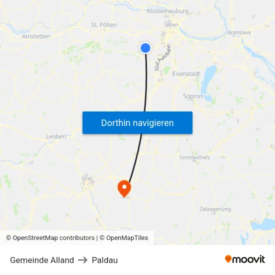 Gemeinde Alland to Paldau map