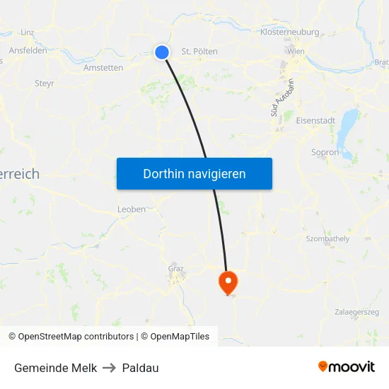 Gemeinde Melk to Paldau map