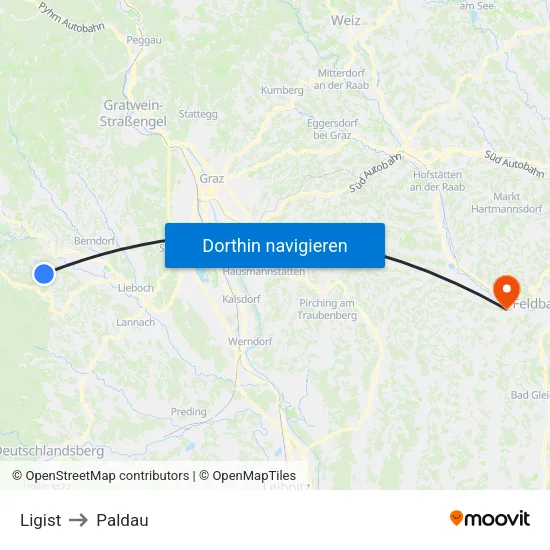 Ligist to Paldau map