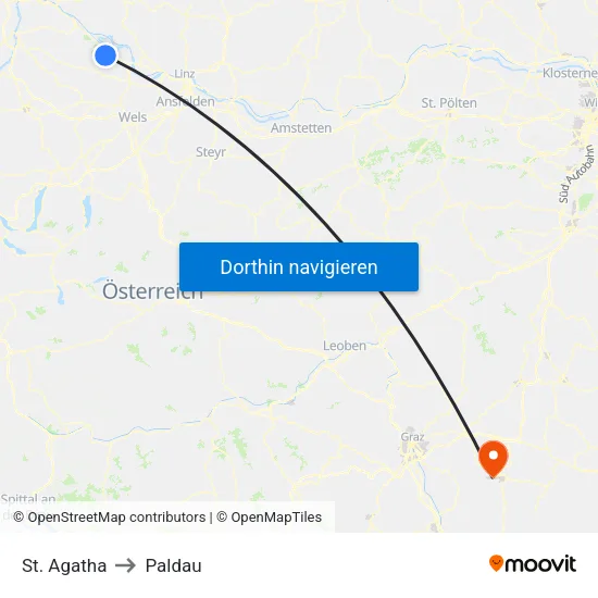 St. Agatha to Paldau map