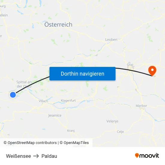 Weißensee to Paldau map