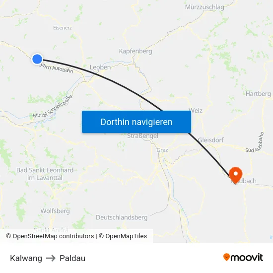 Kalwang to Paldau map