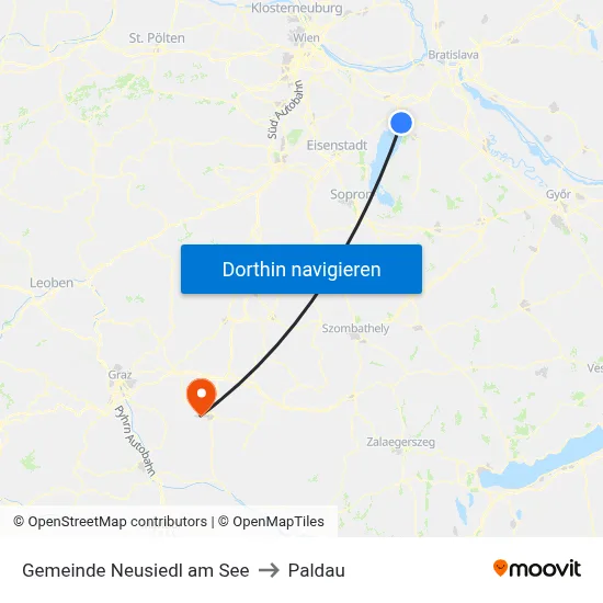 Gemeinde Neusiedl am See to Paldau map