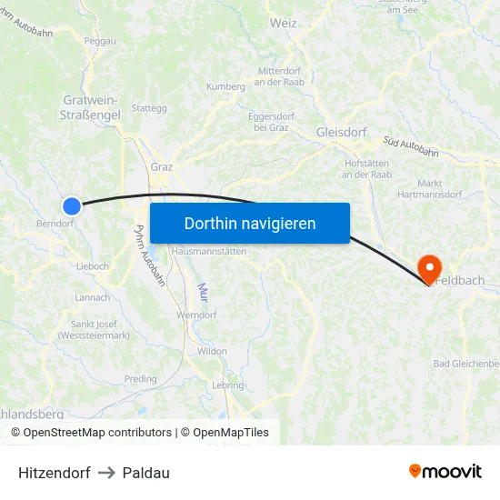 Hitzendorf to Paldau map