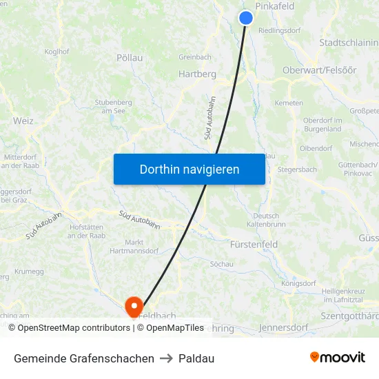 Gemeinde Grafenschachen to Paldau map