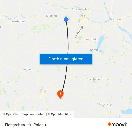 Eichgraben to Paldau map