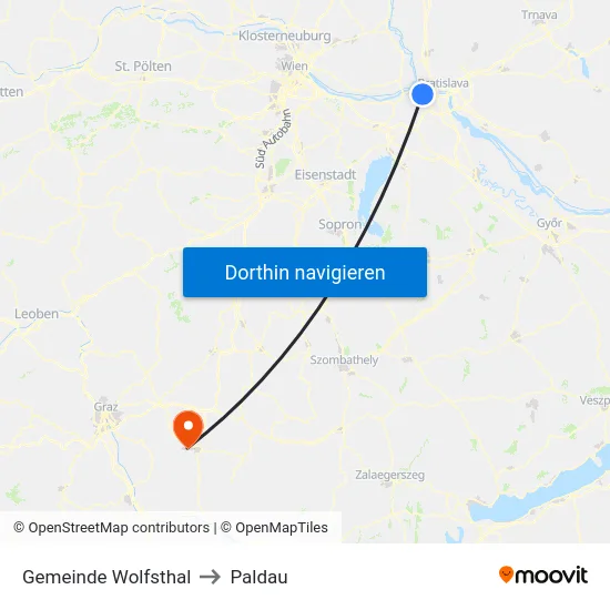 Gemeinde Wolfsthal to Paldau map