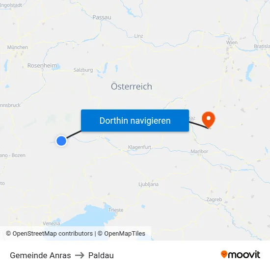 Gemeinde Anras to Paldau map